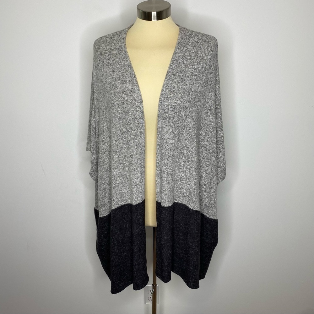 Olive & Oak Heather Grey Charcoal Marl Wrap Cardigan Sweater